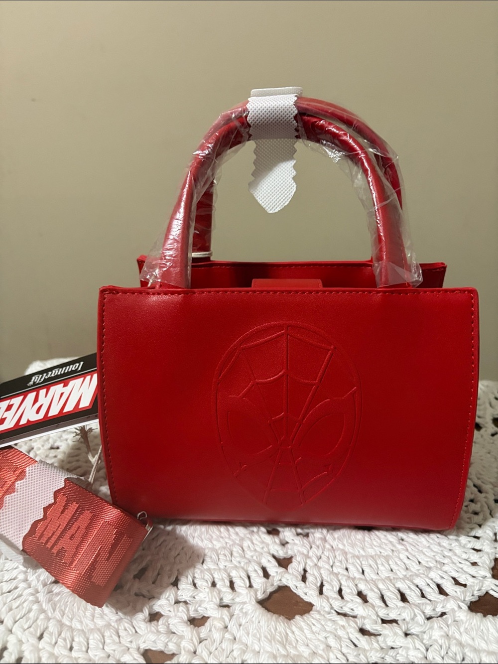 Loungefly Marvel Red Spider-Man Embossed Mini Satchel/Crossbody NWT
